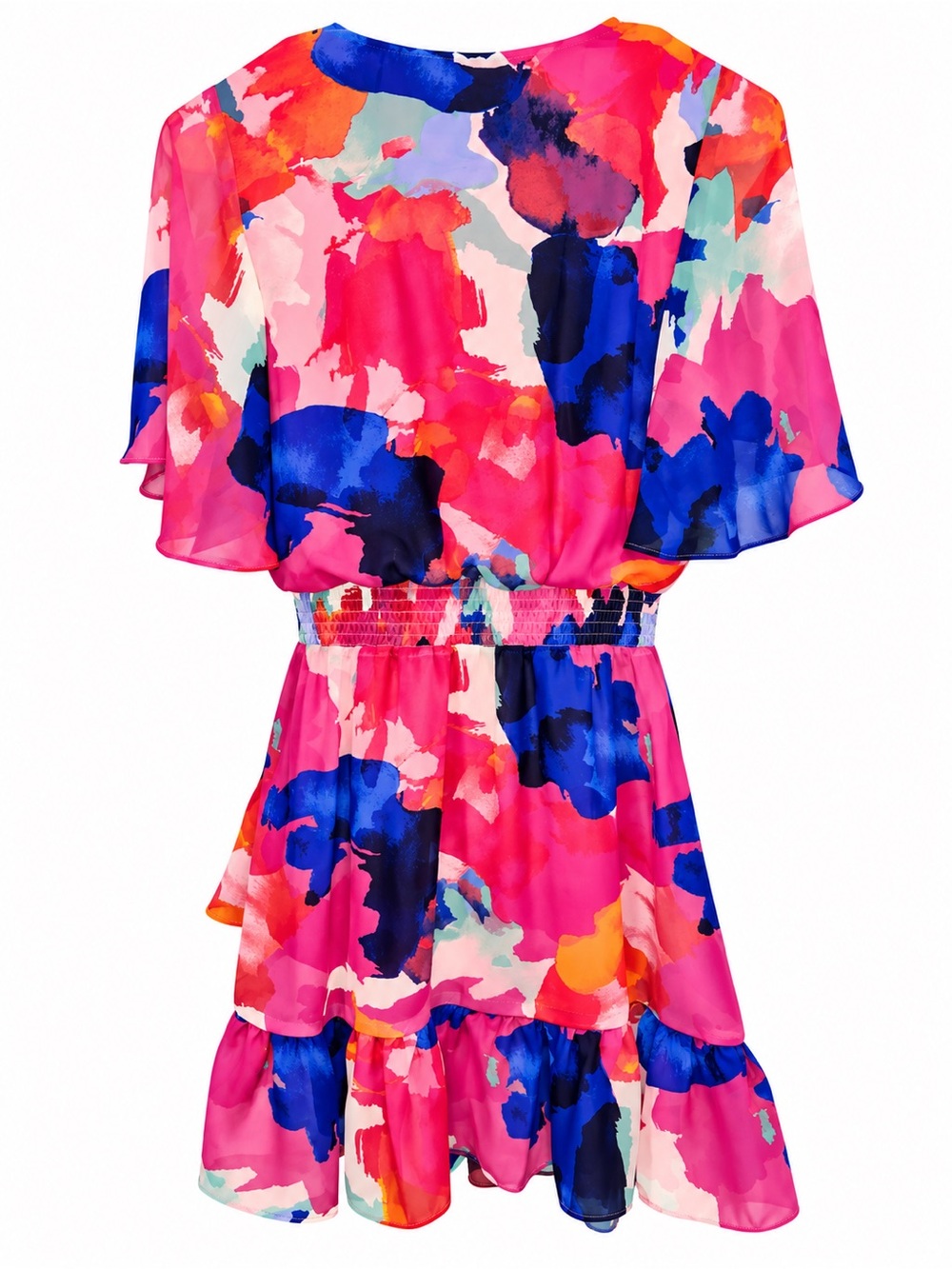 Laundry by Shelli Segal Colorful Watercolor Ruffle Mini Dress Size 0 - Picture 3 of 4